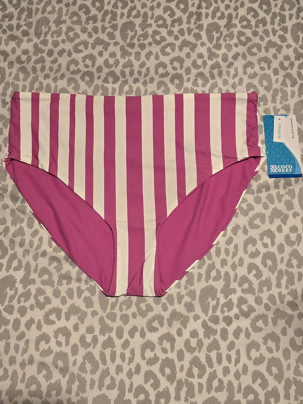 Coco Reef Pink & Cream Striped Bikini Bottoms